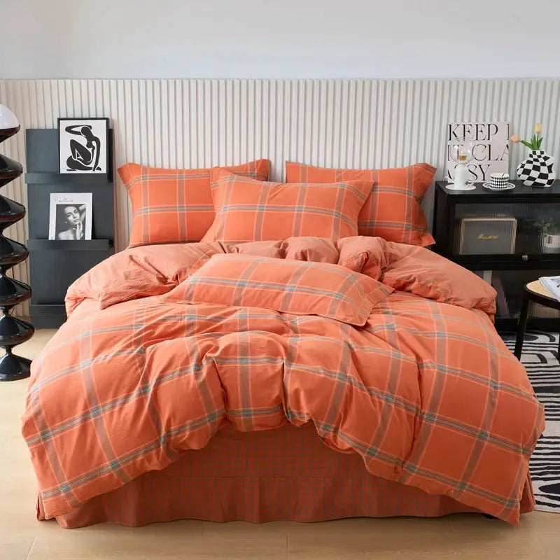Duvet Cover | 100% Cotton | Plaid Style | 160X210 And 220X240
