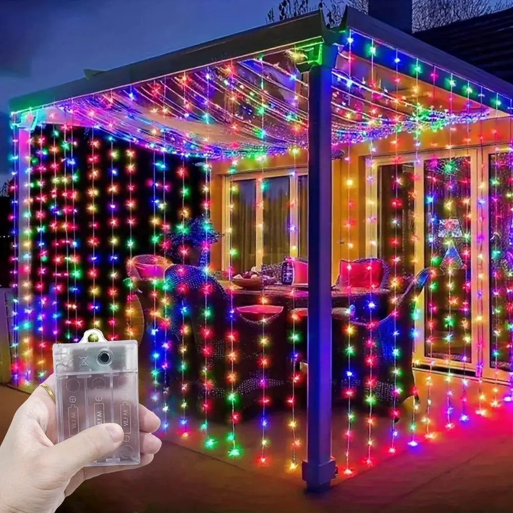 Battery LED 8 Lighting Modes Curtain String Light for Bedroom Home Fairy Lamp Garland Festoon Party Wedding Christmas Decoration from PriceLows™