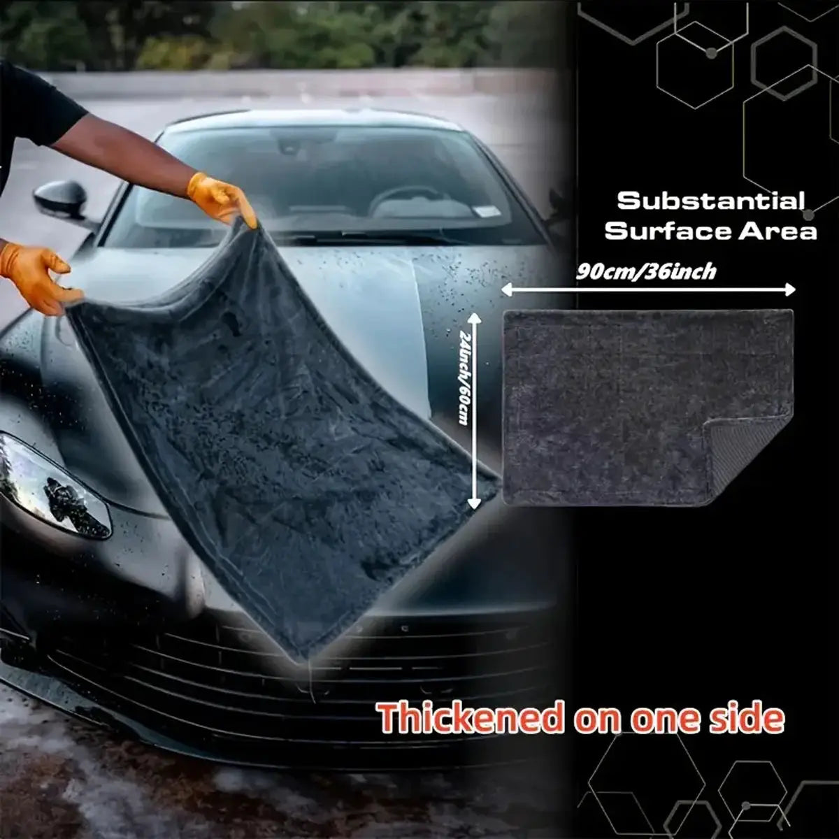 Car Microfiber Towel | Dark Gray | Oversized | 60x90 cm