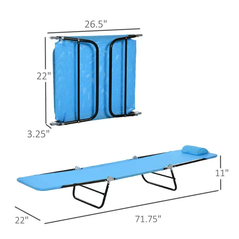 Outsunny Folding Chaise Lounge Chair, Pool Sun Tanning Chair, Outdoor Lounge Chair with Reclining Back, Breathable Mesh Seat, Headrest for Beach, Yard, Patio, Blue from PriceLows™