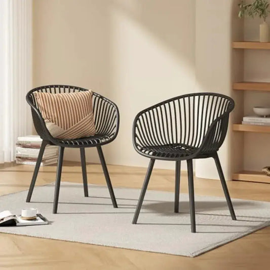 Christopher Knight Home Modern Accent Chair Black Outdoor Patio Chairs Set of 2 Lounge Chairs for Balcony or Garden Weave Desig from PriceLows™