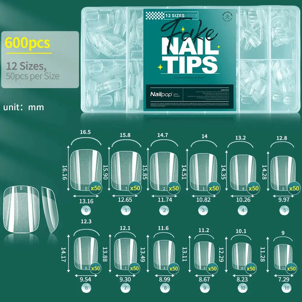 Nailpop 600PCS Nail Tips Full Cover Medium Length Ballerina Press On False Nail Extenison Tips with Box for Salons and Home DIY from PriceLows™