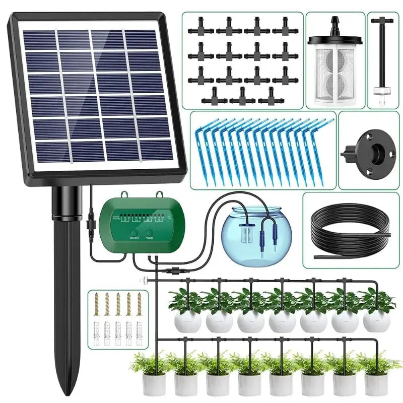 Solar Intelligent Irrigation Kit 6V 2W with Built-in 1800mAh Battery Irrigation for Potted Plants DIY Timed Watering Device from PriceLows™