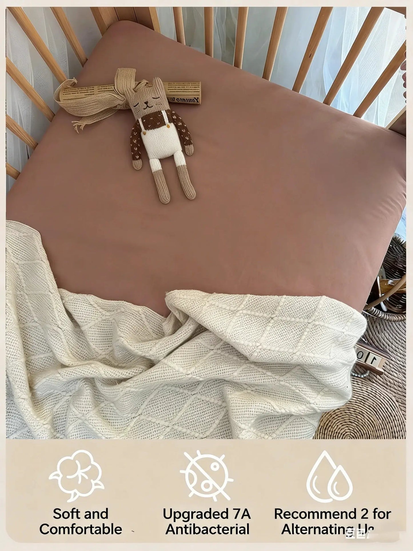 Toddler Crib Fitted Sheet, Skin-Friendly Mattress Protector Cover Ultra Soft Stretch Breathable Crib Mattress Sheet from PriceLows™