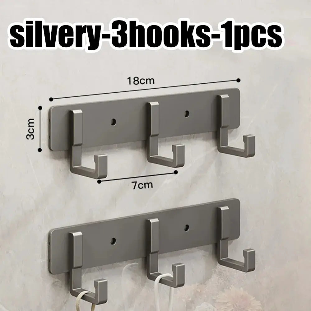 Kitchen space aluminum punch-free hooks are easy to install kitchen utensils storage hooks bathroom bathrobe towel hangers from PriceLows™