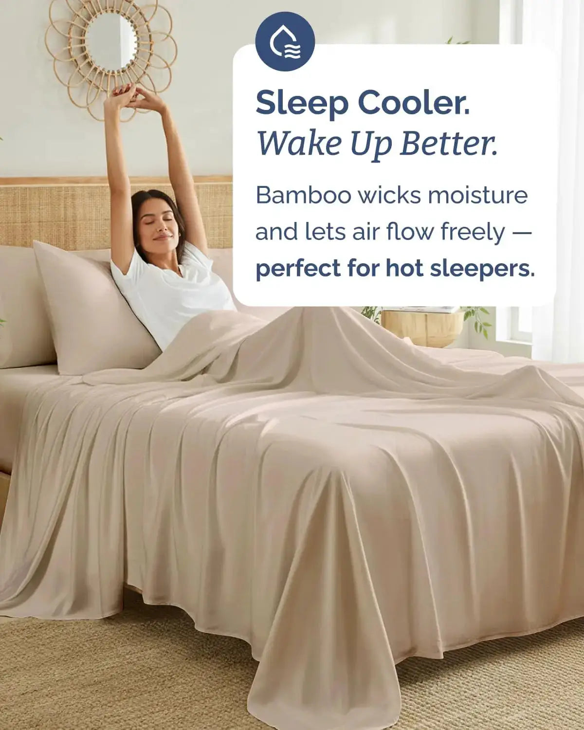 Bamboo Sheets Queen Size - Cooling Sheets for Queen - Ultra Soft Breathable Bedding Set with 1 Flat 1 Fitted 2 Pillowcases 18 from PriceLows™