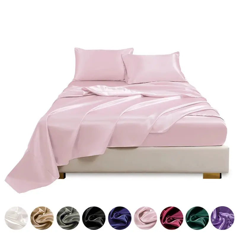 Satin Sheets | 4-Piece Set | Deep Pocket | Queen Size