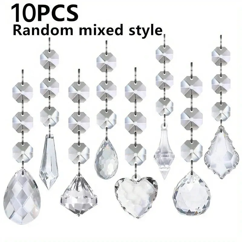 Clear Acrylic Snowflake Ornaments | Hanging Design | Crystal Finish | 10 Pack