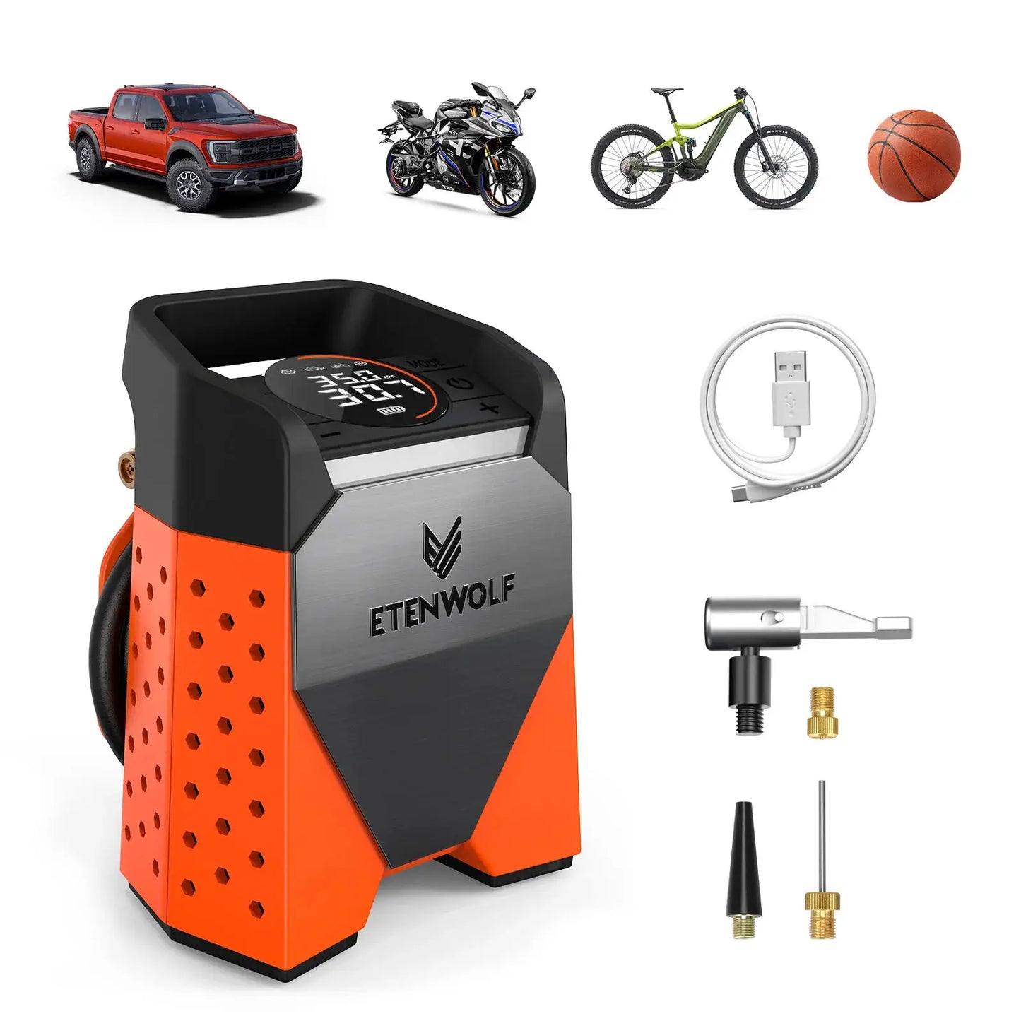 Portable Tire Inflator | 7800mAh Battery | 100 Percent Duty Cycle | S3C