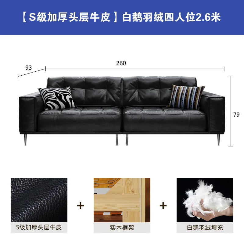 Leather Sofa | Oil Wax Finish | Top Grain Cowhide | Small Living Room