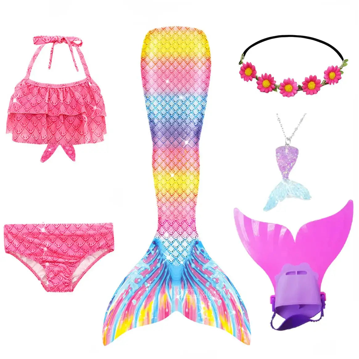 Mermaid Costume for Girl Mermaid Tail for Swimming Can Add Monofin Fin Girls Ariel Mermaid Costumes Cosplay Birthday Gift from PriceLows™