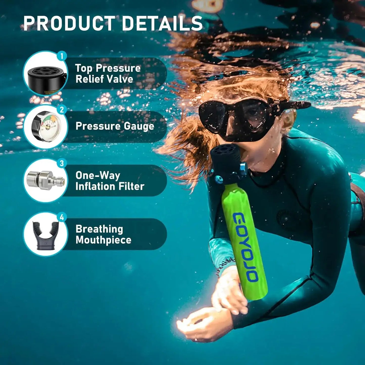 Mini Scuba Tank | 0.5L | Emergency Pony Bottle | Freediving