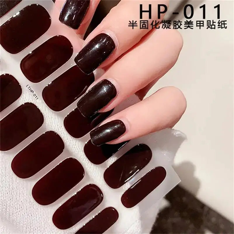 Semi Cured Wraps Fast Gel Nail Sticker Soild Nail Gel Wraps Adhesive Full Cover Gel Nail Decal UV Lamp Cured Manicure Decoration from PriceLows™