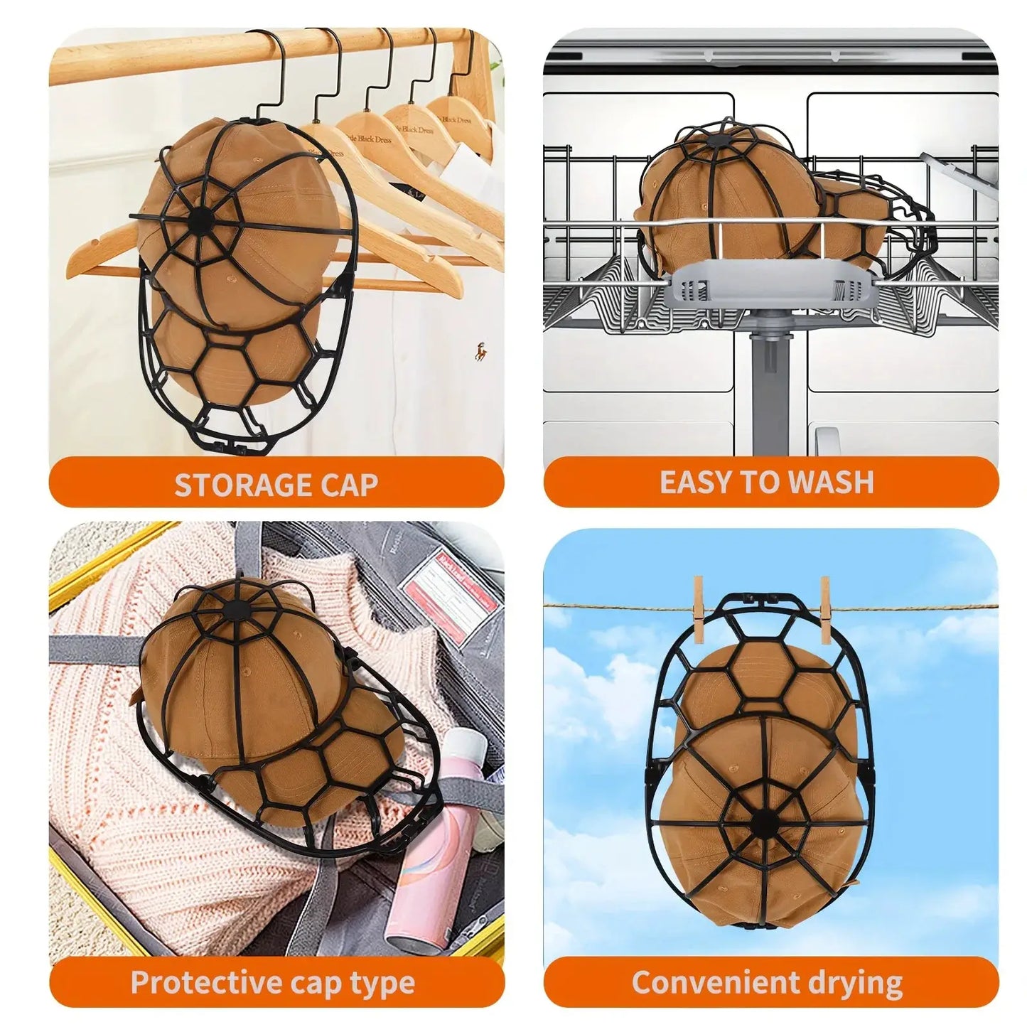 Hat Washing Laundry Bag | Heavy Duty Pvc Frame | Reusable Design | Fits All Caps