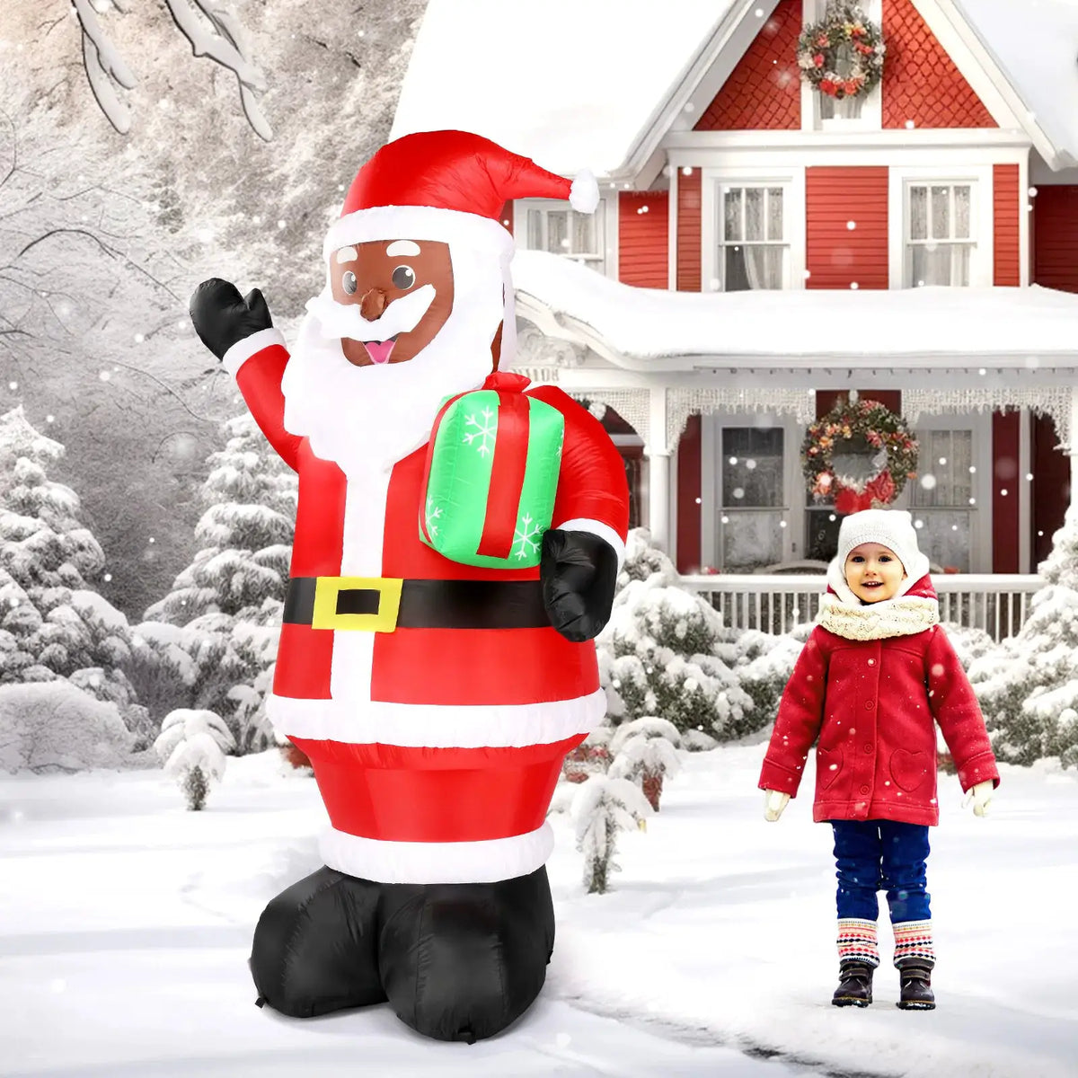 Christmas Inflatable Santa | 7 Ft With Led Lights | Outdoor Yard Decor