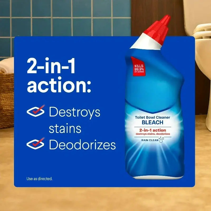 Toilet Bowl Cleaner | Bleach Powered | Rain Clean | 24 Fl Oz