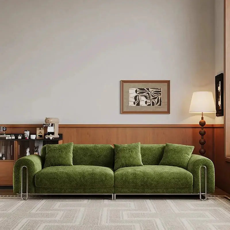 Fabric Sofa | Cream Chenille | Mid Century Style | Small Living Room from PriceLows™