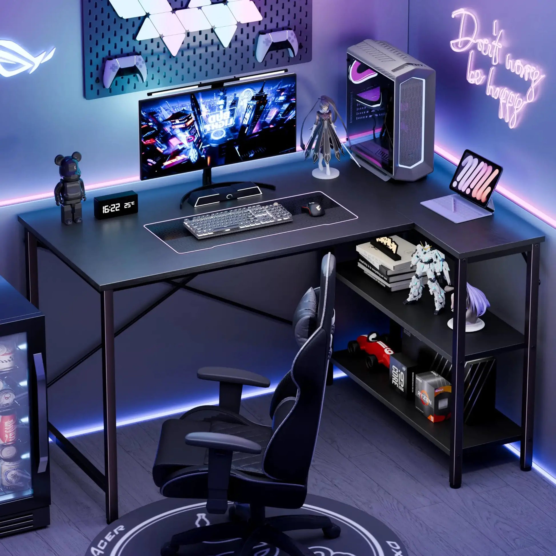 JHK L Shaped Desk 47 Inch Computer Desk Gaming Furniture Corner Desks Home Office PC Table with Reversible Storage Shelves from PriceLows™