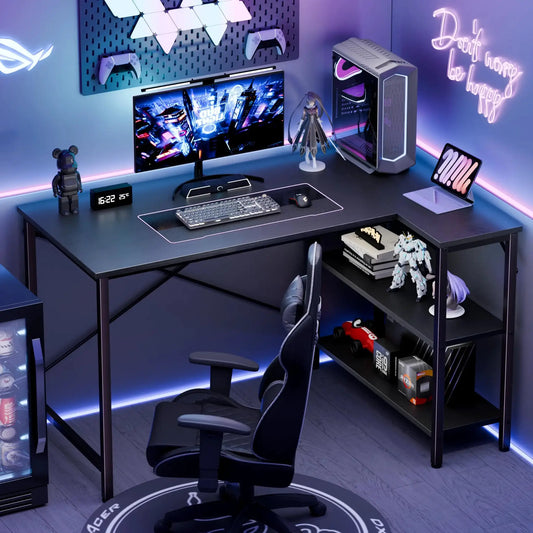 JHK L Shaped Desk 47 Inch Computer Desk Gaming Furniture Corner Desks Home Office PC Table with Reversible Storage Shelves from PriceLows™