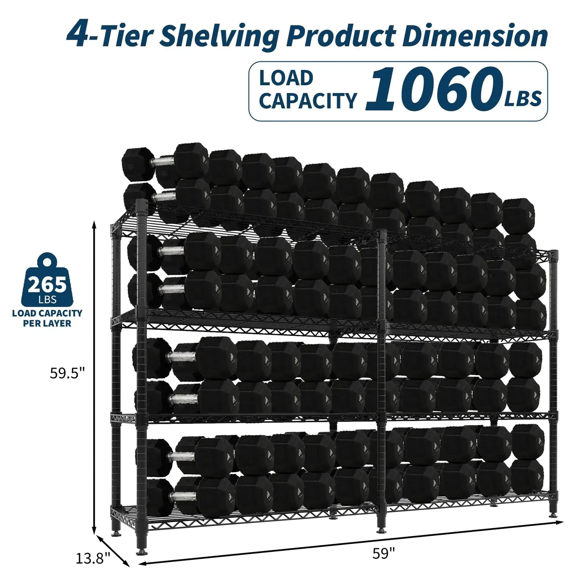 4-Tier Heavy Duty Metal Shelving Unit, Adjustable Height & Feet, Sturdy Thickened Construction, High Weight Capacity, Easy to Assemble for Garage, Pantry, Basement, Kitchen, 13.8" D x 59" W x 59.5" H from PriceLows™