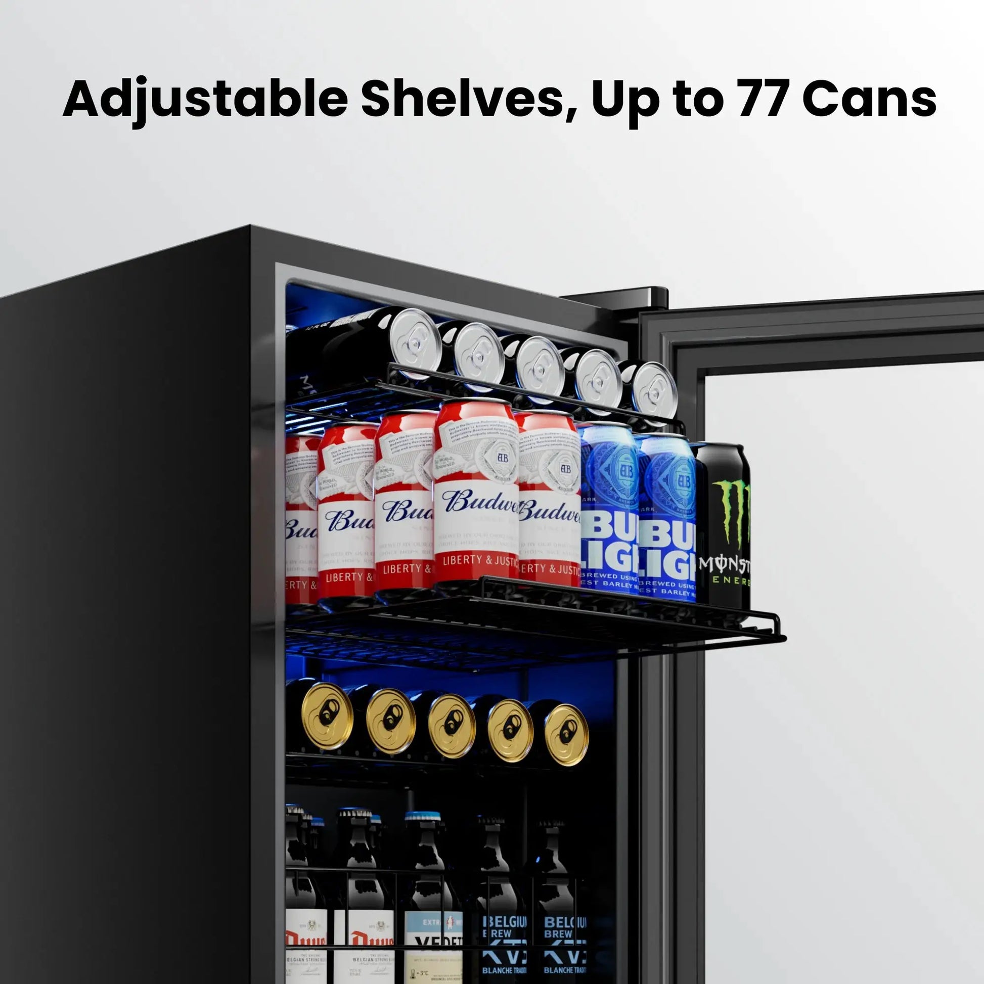 Beverage Refrigerator Cooler-77Cans Freestanding Mini Fridge Cooler with Glass Door for Home Office from PriceLows™