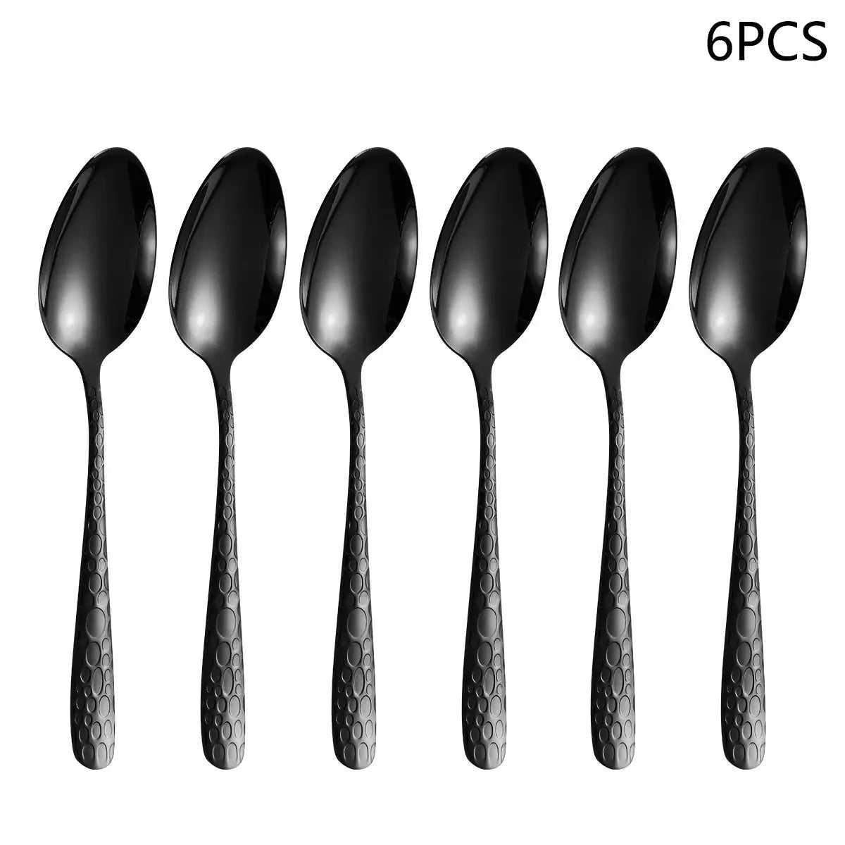 4/6/16/24pcs Black stainless steel cutlery knife, fork and spoon set Home kitchen utensils Holiday dinner tableware from PriceLows™