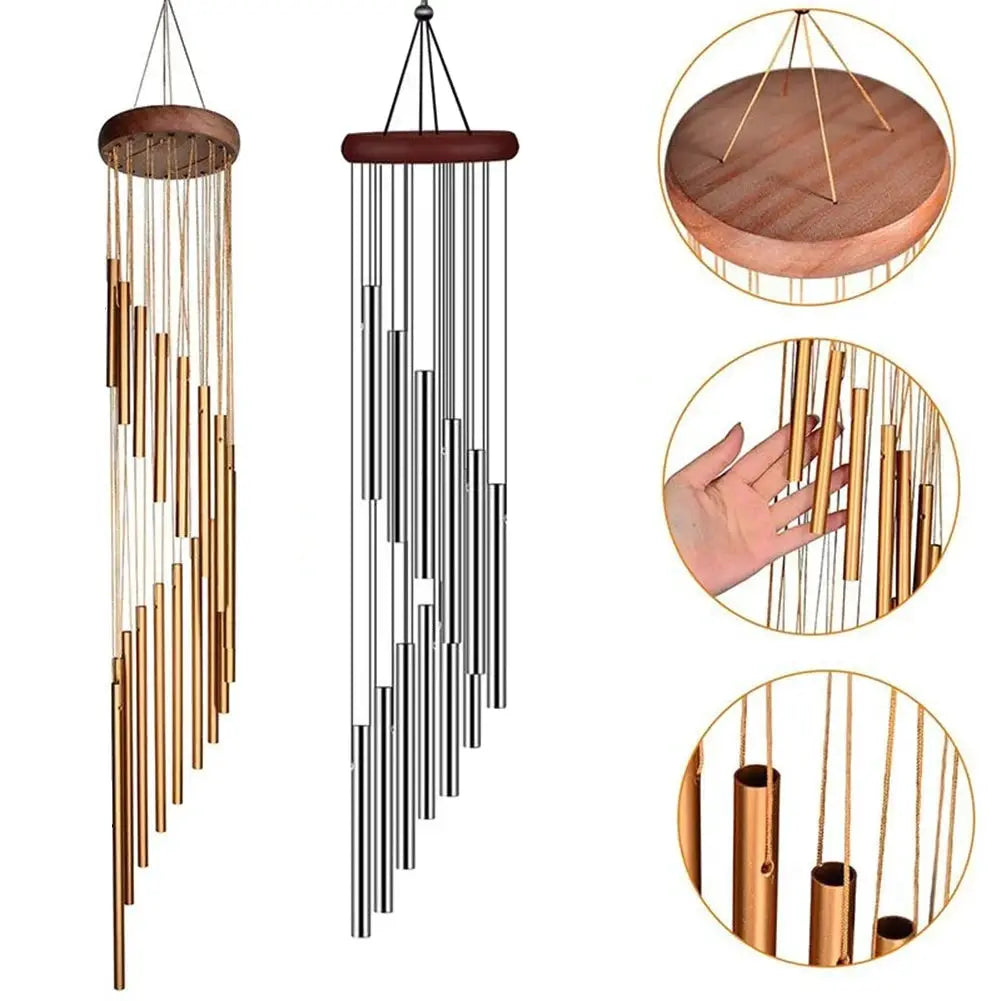 1piece 12 Tubes Aluminum Alloy Wind Chimes with Hook Gold/silver Bells for Outside Home Wedding Party Memorial Decoration Gifts from PriceLows™