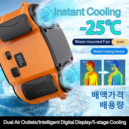 Outdoor Double Air Outlet Fan Portable Waist Hanging Neck Strong Dual Air Vents Fans For Travel Sports Courier Outdoor Working from PriceLows™