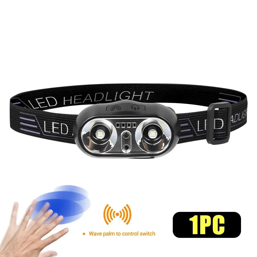 Strong Light Headlamp Portable LED Sensor Headlamp USB Rechargeable Head Flashlight Outdoor Camping Fishing Emergency Lantern from PriceLows™