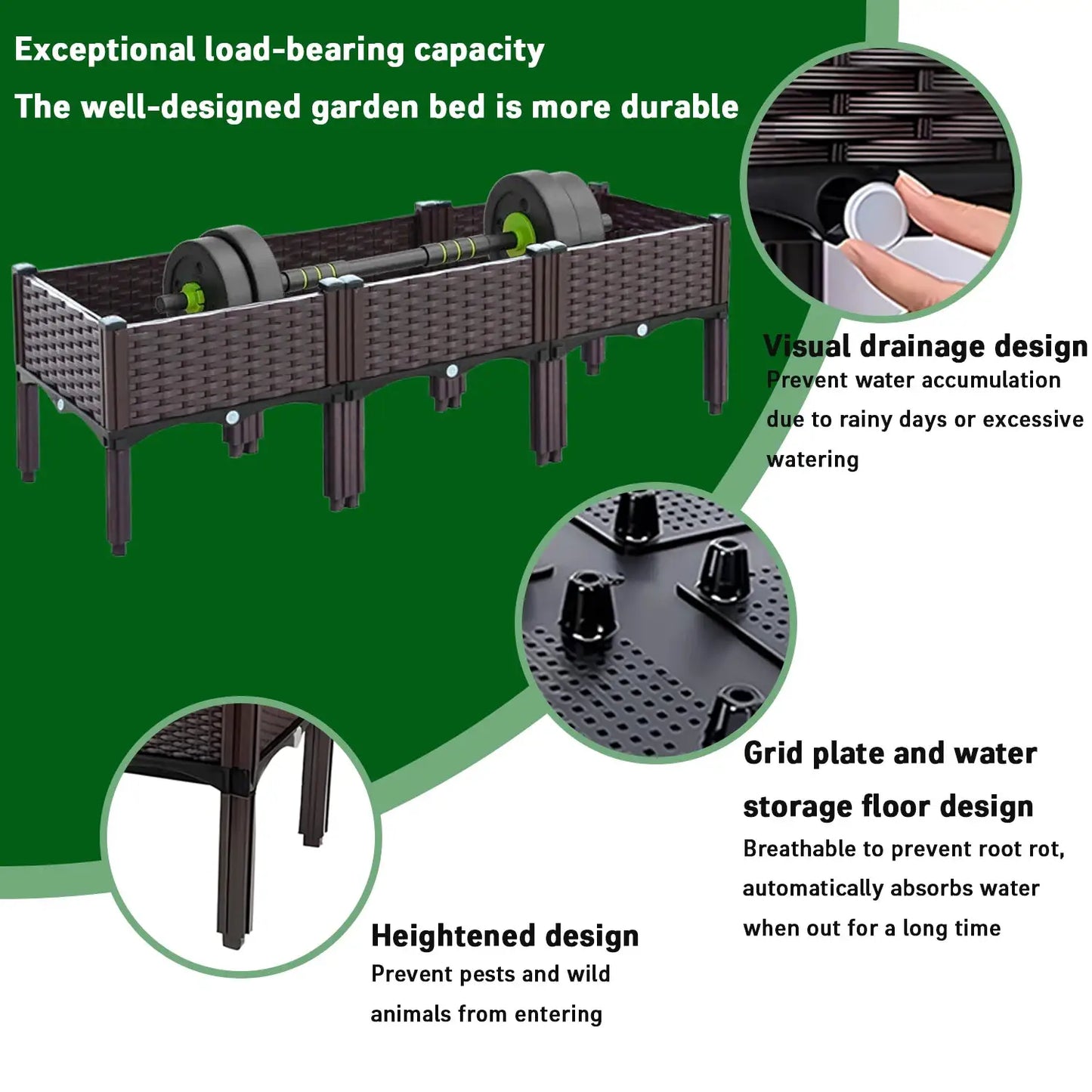 3pcs Vegetable Flower Raised Garden Container with Legs Elevated Planter Boxe withDrain Outlet for Indoor/Outdoor/Garden/Balcony from PriceLows™