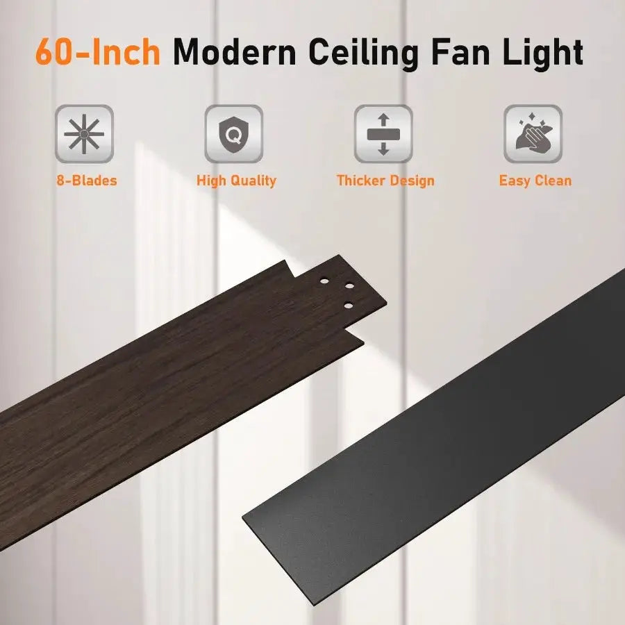 Ceiling Fan with Light 60 inch Modern Ceiling Fan with Remote Control Reversible DC Motor Stepless Dimmable Noiseless for Indoo from PriceLows™