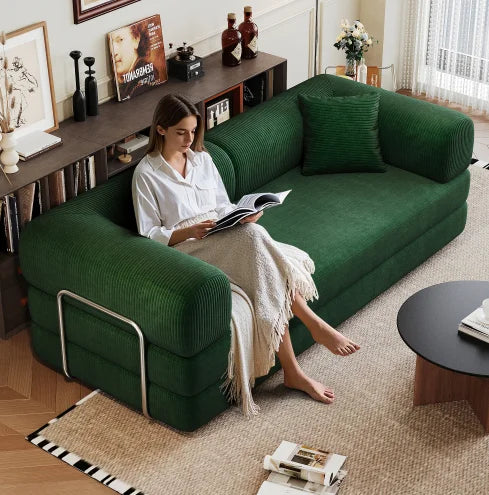 Convertible Sofa Bed | Genuine Leather | Metal Frame | Apartment Use