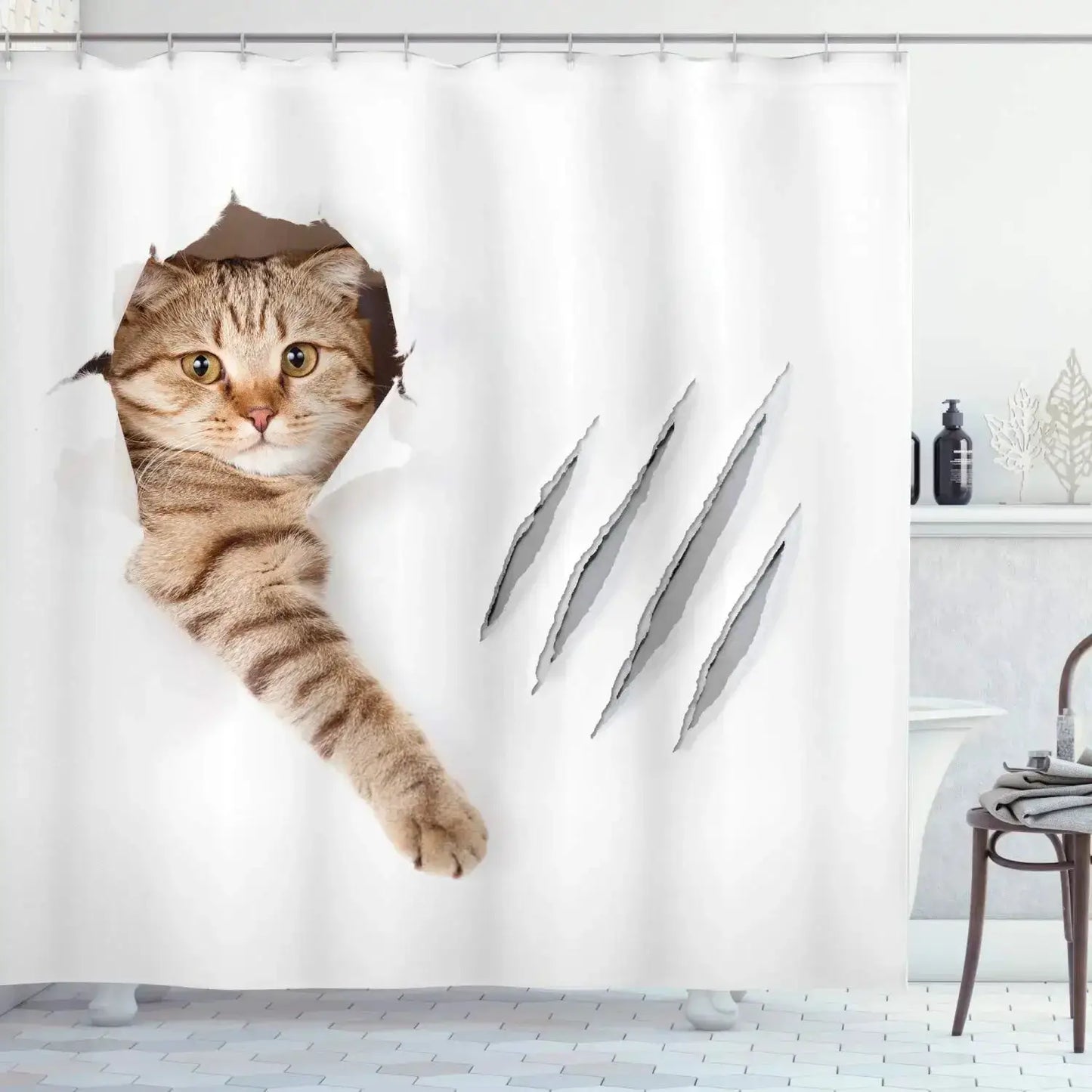 Raining Cats and Dogs Shower Curtain Funny Cartoon Cute Animal Hilarious Pets Playing Water Polyester Waterproof Bathroom Panels from PriceLows™