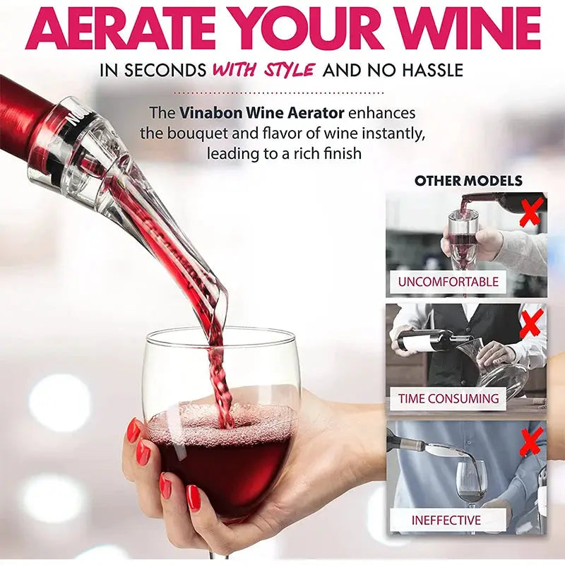 LMETJMA Wine Aerator Pourer Spout 2-in-1 Attaches to Any Wine Bottle for Improved Flavor Red Wine Decanter with Aerator JT73 from PriceLows™