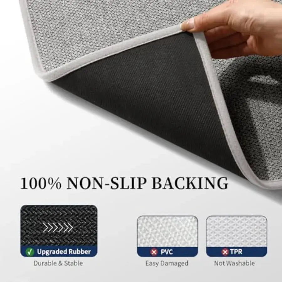 Gray Bathroom Rugs Sets 3 Pcs Quick Dry Thin Bath Mat with Toilet Rug Non Slip Absorbent Machine Washable Bath Runner Rugs for from PriceLows™