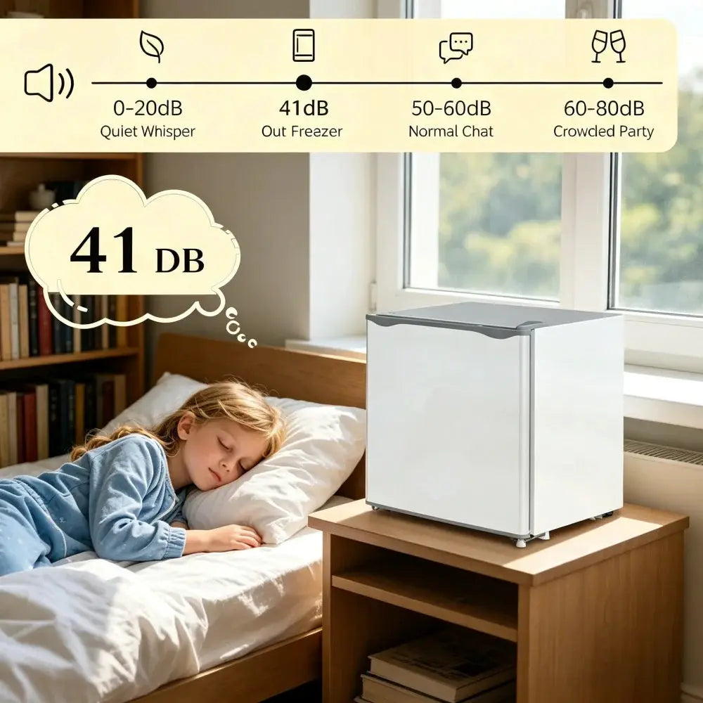 White Mini Refrigerator, Compact Single Door Fridge with 41dB Ultra Quiet Operation, Energy Saving, Small Cooler for Bedroom, Dorm, Office, Apartment, Keep Food & Beverages Fresh All Day from PriceLows™