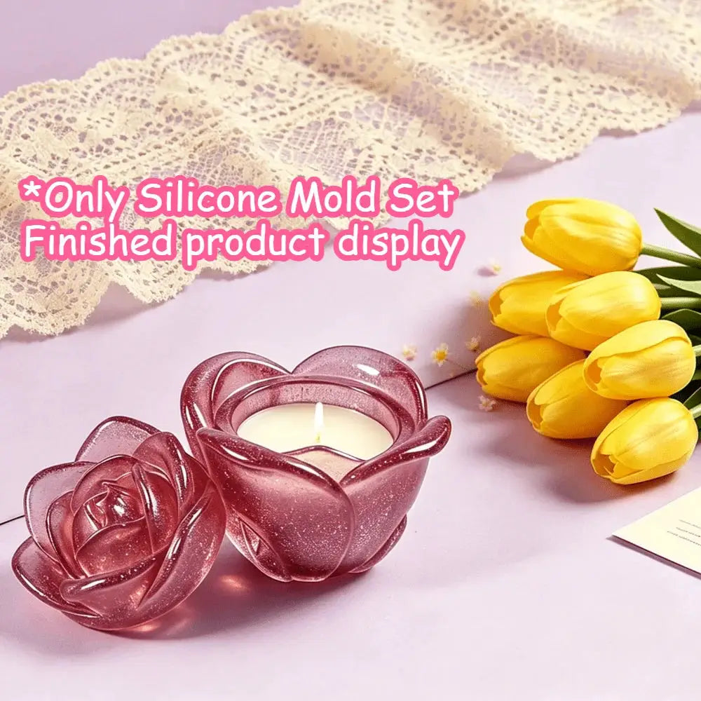 Rose Silicone Mold Set | Lid Ring | 4 Sizes | Resin Candle Maker