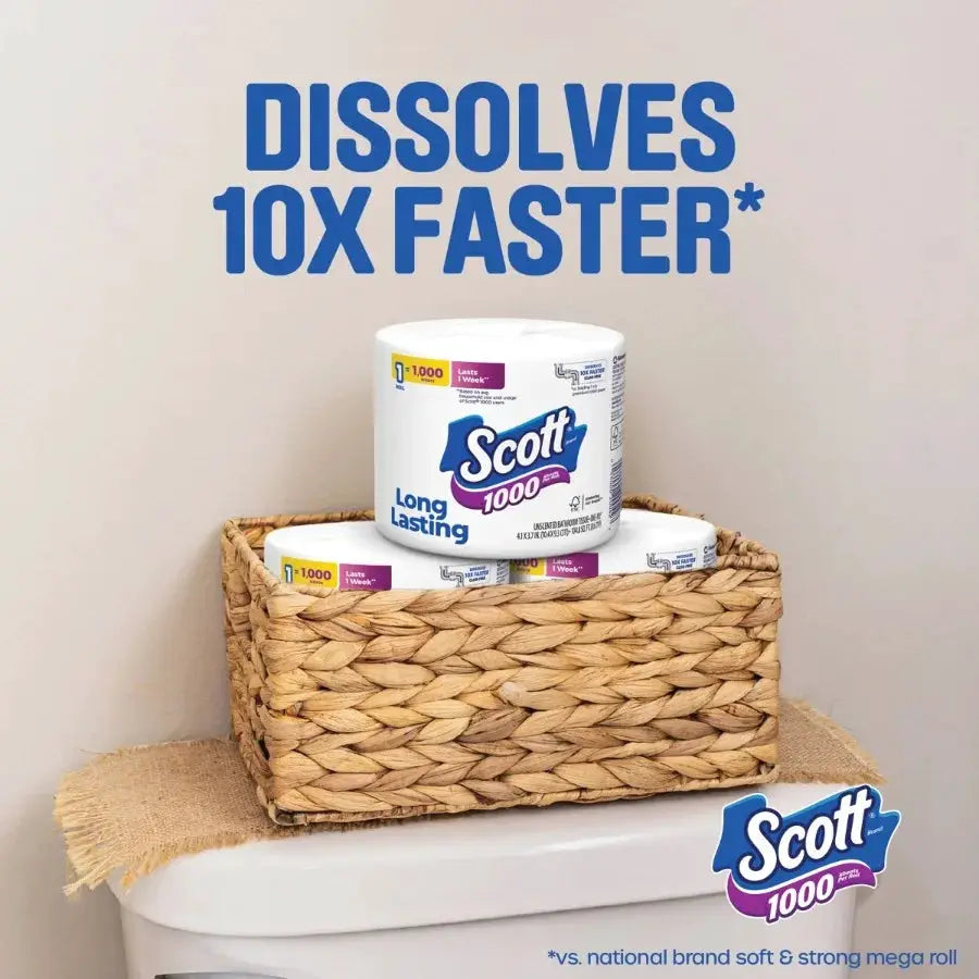 Toilet Paper | 1 Ply | Septic Safe | 1000 Sheets Per Roll | 4 Count