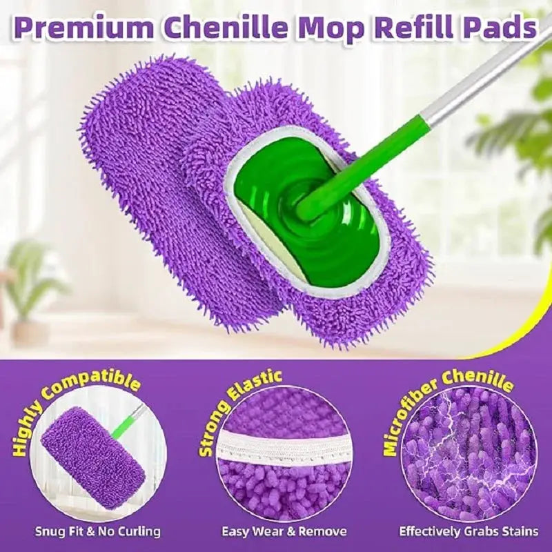 3pcs Reusable Microfiber Mop Pads for Swiffer Sweeper Mop Dry & Wet Mopping Cloths Washable Wet Pads Refill for Mopping Floors from PriceLows™