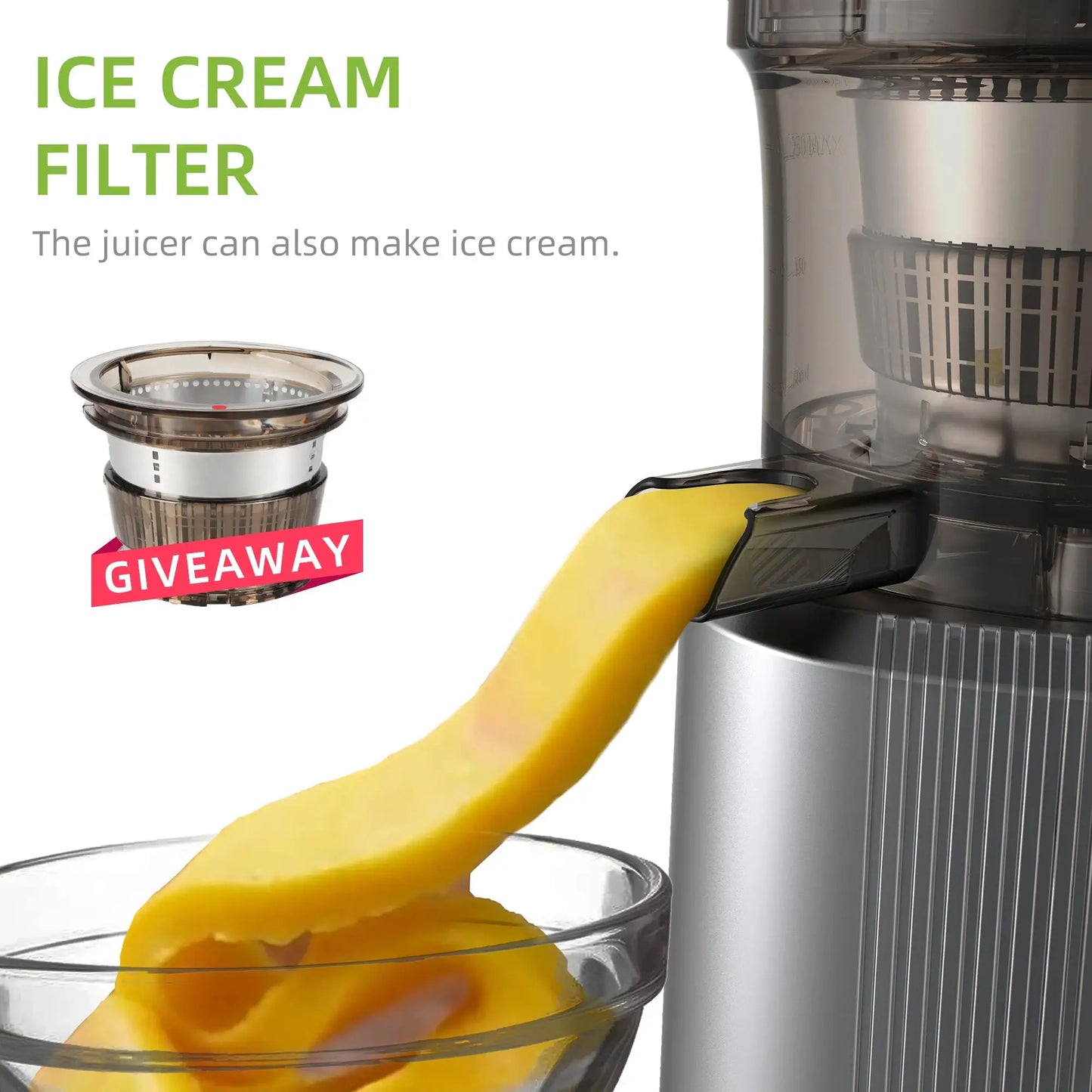 BioloMix Cold Press Juicer with 75mm Feed Chute, 200W 40-65RPM Powerful Motor Slow Masticating Juice Extractor Fits Whole Fruits from PriceLows™