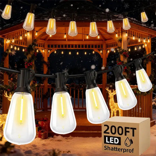 200FT LED Outdoor String Lights Dimmable Waterproof ST38 LED Shatterproof Bulbs Outside Hanging Light for Porch Garden Decor from PriceLows™