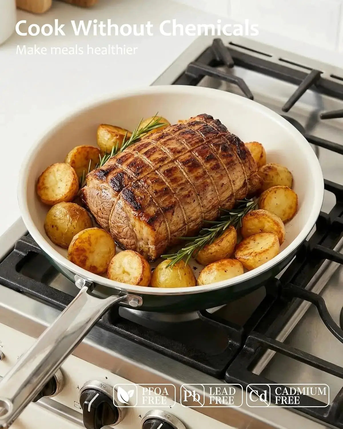 Nonstick Ceramic Cookware Set: Pots, Pans & Utensils, Toxin-Free, Oven Safe from PriceLows™