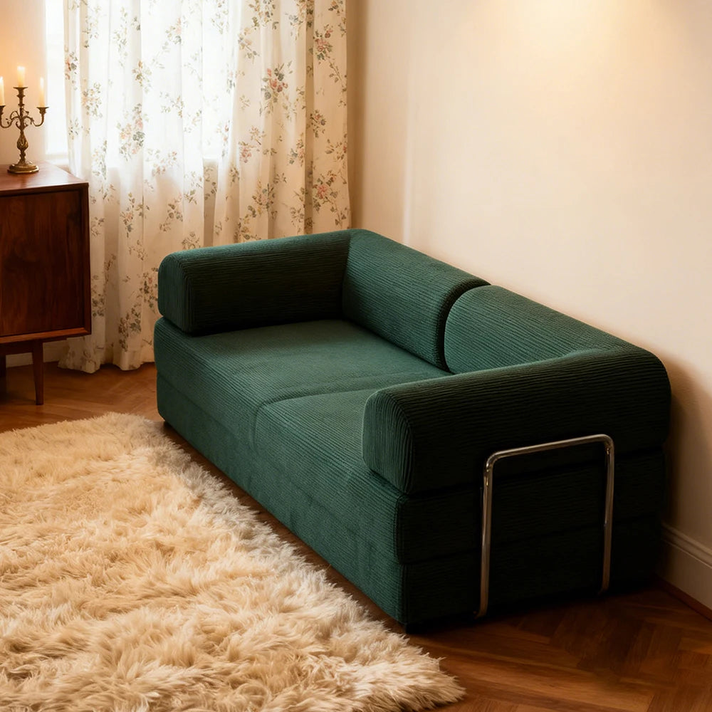 Convertible Sofa Bed | 79 Inch | Corduroy Folding Sleeper | No Assembly Needed