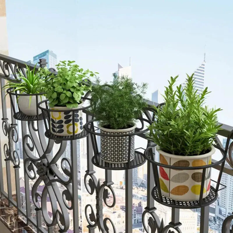 1PC Iron Art Hanging Baskets Flower Pot Balcony Hanging Plant Round Racks Railing Fence Outdoor Window Bonsai Stand Decoration from PriceLows™