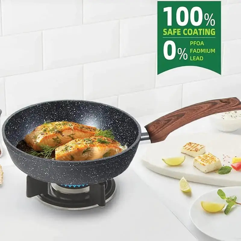 12 Piece Nonstick Granite Cookware Set, Induction Compatible Pots and Pans, Healthy PFOS/PFOA Free, Black from PriceLows™