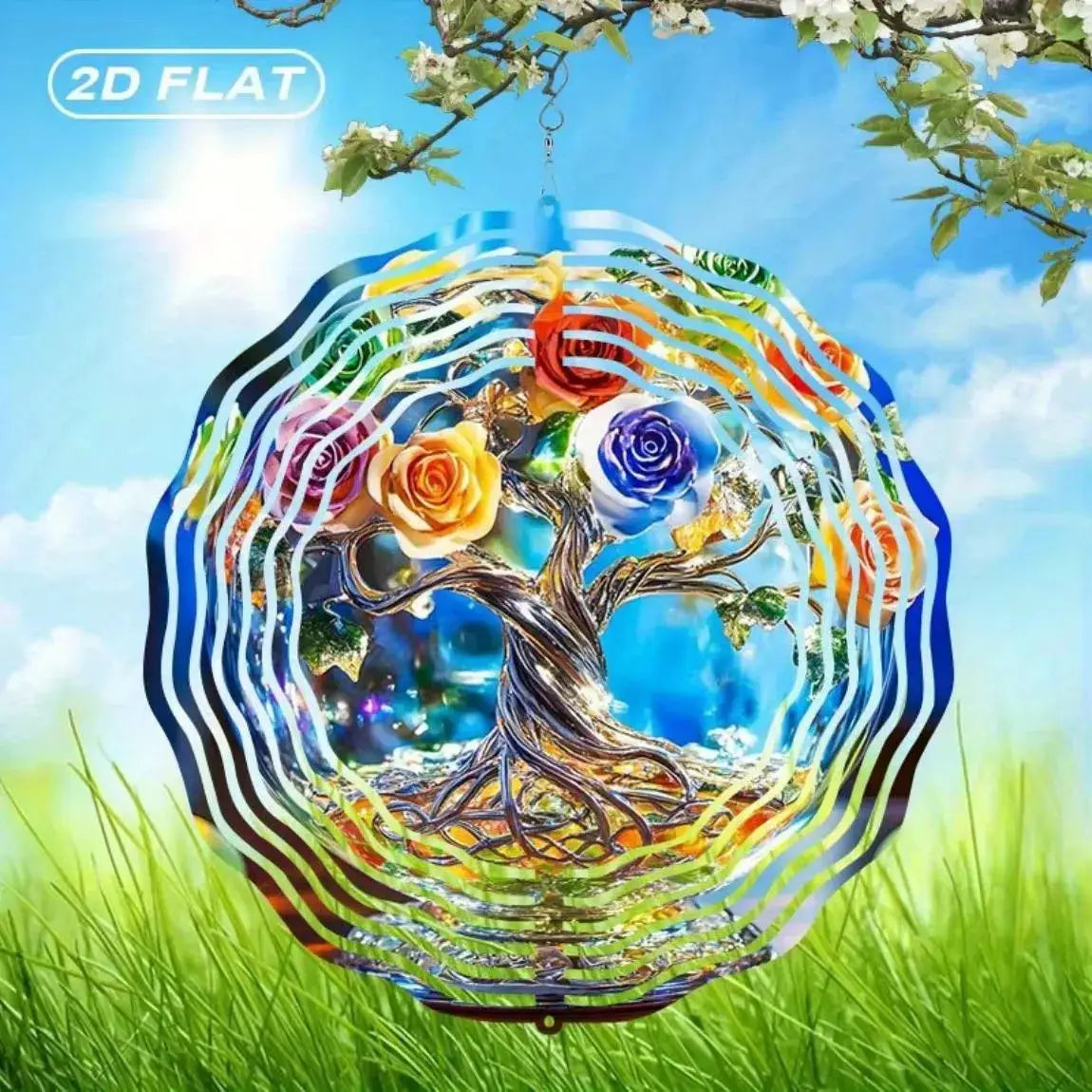 Vibrant Hummingbird Wind Chime - Floral Mandala Metal Spinner, Indoor Outdoor Decor for Yard & Balcony from PriceLows™