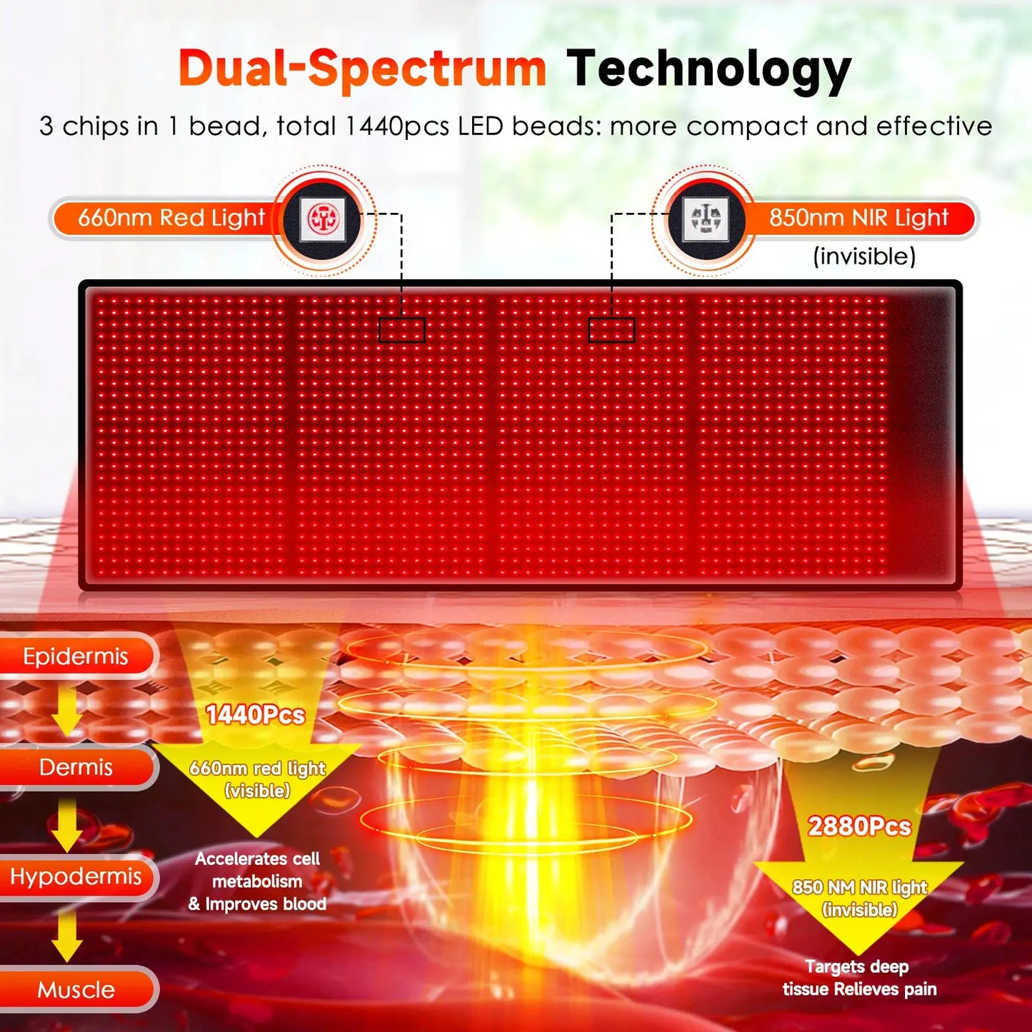 Astarexin 67X24 LED Light Therapy Mat | 1440 LEDs | 660nm 850nm