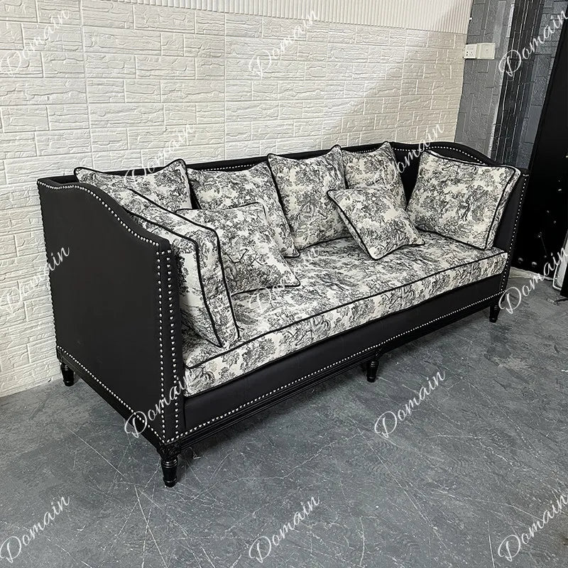 Sofa | Three Seater | Printed Fabric Upholstery | Modern Moroccan Style