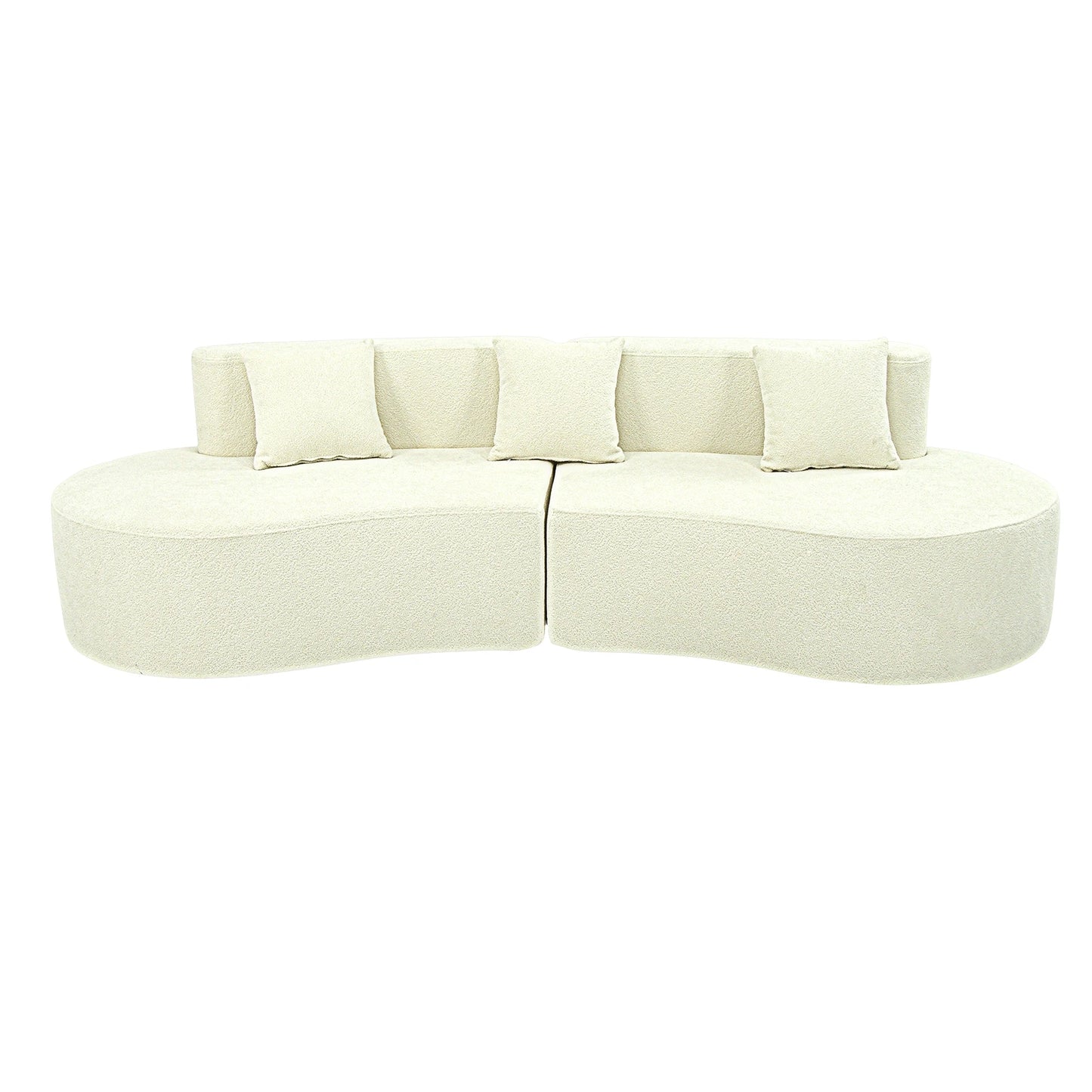 Modular Sectional Sofa | 4 Seat | Curved Half Moon | Cream White