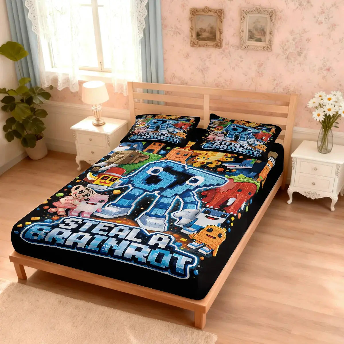 3pcs Funny 67 Element Printed Coreless Bed Sheet Set, Multi Size Soft Bed Cover, Bedroom Bedding Decoration, Machine Washable from PriceLows™